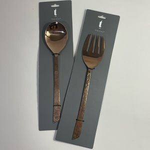 NWT Tableau Sedgwick serving fork and spoon dark copper color stainless steel